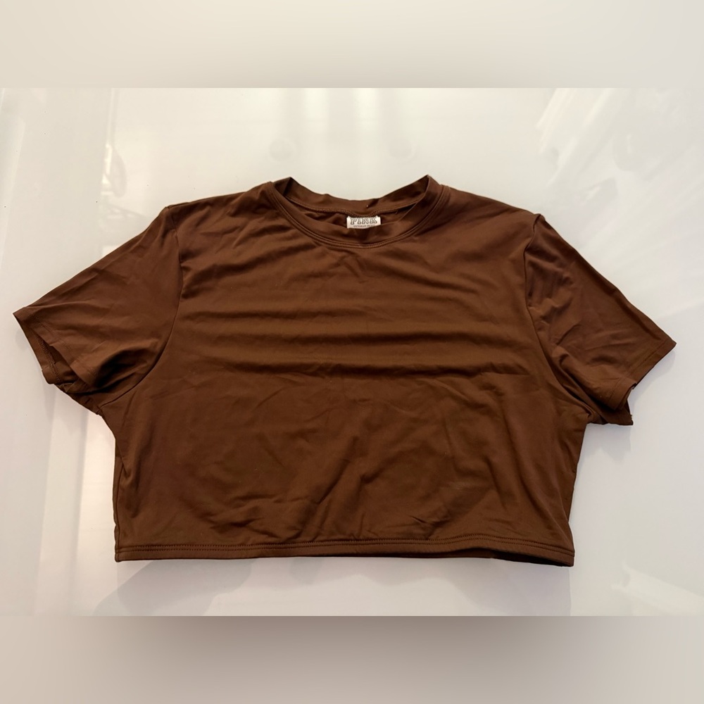 PINK Victoria's Secret Brown Crop Tee
